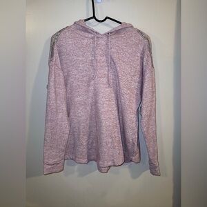 89th + Madison Hooded Sweater Pink Rhinestone Oversized M Soft Pastel